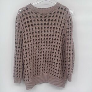 Hemisphere Women's Taupe Knit Crew Neck Sweater Medium